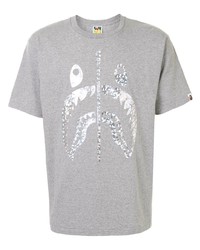T-shirt à col rond imprimé gris A Bathing Ape