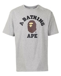 T-shirt à col rond imprimé gris A Bathing Ape