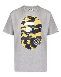 T-shirt à col rond imprimé gris A Bathing Ape