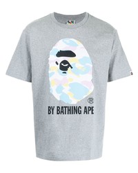 T-shirt à col rond imprimé gris A Bathing Ape