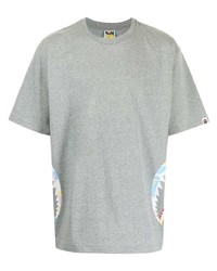 T-shirt à col rond imprimé gris A Bathing Ape