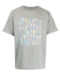 T-shirt à col rond imprimé gris A Bathing Ape