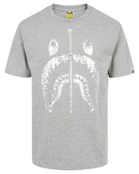 T-shirt à col rond imprimé gris A Bathing Ape