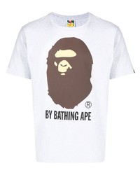 T-shirt à col rond imprimé gris A Bathing Ape