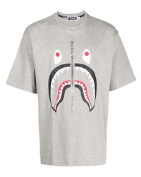 T-shirt à col rond imprimé gris A Bathing Ape