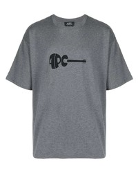 T-shirt à col rond imprimé gris A.P.C.