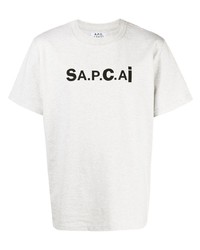 T-shirt à col rond imprimé gris A.P.C.