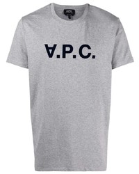 T-shirt à col rond imprimé gris A.P.C.