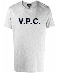 T-shirt à col rond imprimé gris A.P.C.