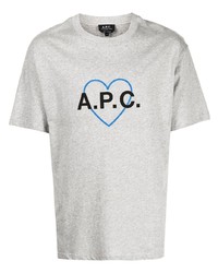 T-shirt à col rond imprimé gris A.P.C.