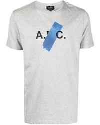 T-shirt à col rond imprimé gris A.P.C.