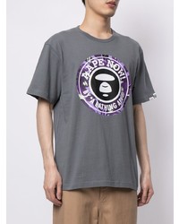 T-shirt à col rond imprimé gris AAPE BY A BATHING APE