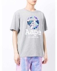 T-shirt à col rond imprimé gris AAPE BY A BATHING APE