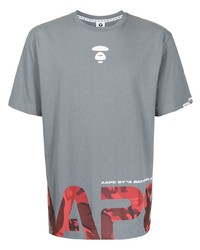 T-shirt à col rond imprimé gris AAPE BY A BATHING APE