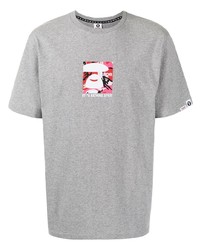 T-shirt à col rond imprimé gris AAPE BY A BATHING APE