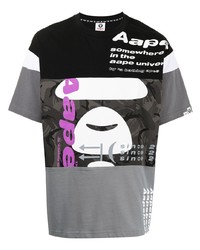 T-shirt à col rond imprimé gris AAPE BY A BATHING APE