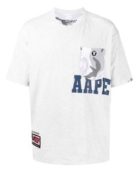 T-shirt à col rond imprimé gris AAPE BY A BATHING APE