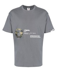 T-shirt à col rond imprimé gris AAPE BY A BATHING APE