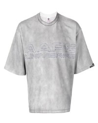 T-shirt à col rond imprimé gris AAPE BY A BATHING APE