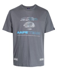 T-shirt à col rond imprimé gris AAPE BY A BATHING APE