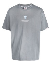 T-shirt à col rond imprimé gris AAPE BY A BATHING APE