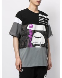 T-shirt à col rond imprimé gris AAPE BY A BATHING APE