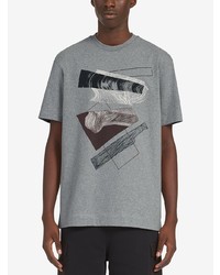 T-shirt à col rond imprimé gris Z Zegna