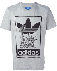 T-shirt à col rond imprimé gris adidas