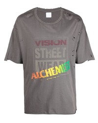 T-shirt à col rond imprimé gris Alchemist