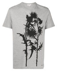 T-shirt à col rond imprimé gris Alexander McQueen