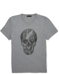 T-shirt à col rond imprimé gris Alexander McQueen