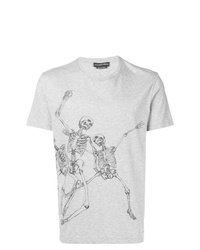 T-shirt à col rond imprimé gris Alexander McQueen