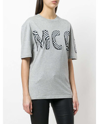 T-shirt à col rond imprimé gris MCQ