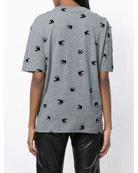 T-shirt à col rond imprimé gris MCQ