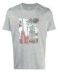 T-shirt à col rond imprimé gris Altea