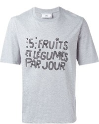 T-shirt à col rond imprimé gris AMI Alexandre Mattiussi