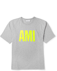 T-shirt à col rond imprimé gris Ami