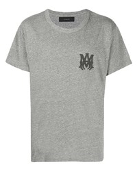 T-shirt à col rond imprimé gris Amiri