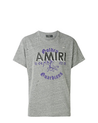 T-shirt à col rond imprimé gris Amiri