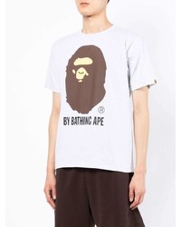 T-shirt à col rond imprimé gris A Bathing Ape