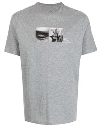 T-shirt à col rond imprimé gris Armani Exchange