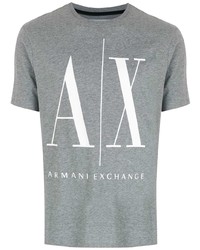 T-shirt à col rond imprimé gris Armani Exchange