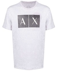 T-shirt à col rond imprimé gris Armani Exchange