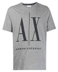 T-shirt à col rond imprimé gris Armani Exchange