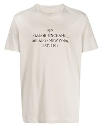 T-shirt à col rond imprimé gris Armani Exchange