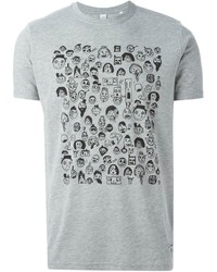 T-shirt à col rond imprimé gris Aspesi