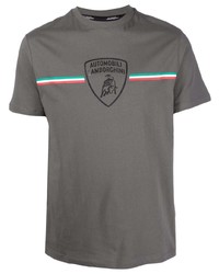 T-shirt à col rond imprimé gris Automobili Lamborghini