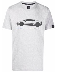 T-shirt à col rond imprimé gris Automobili Lamborghini