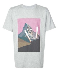 T-shirt à col rond imprimé gris Aztech Mountain