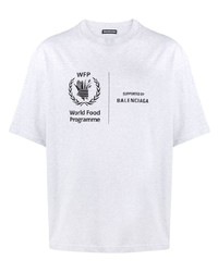 T-shirt à col rond imprimé gris Balenciaga